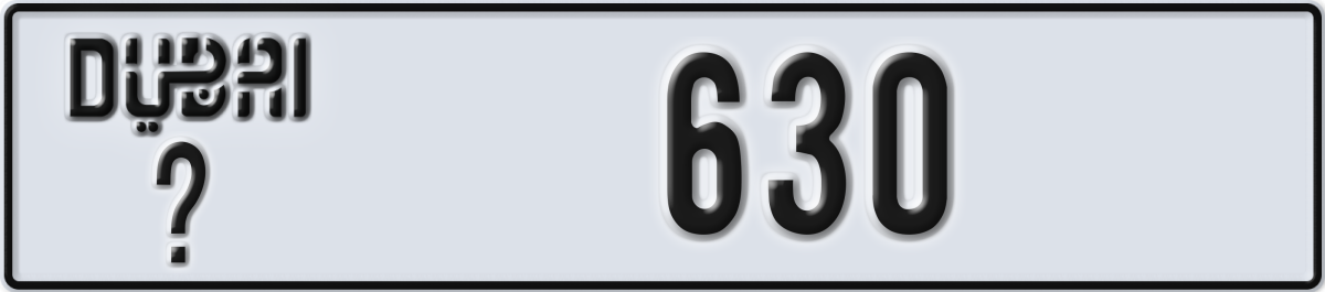 dubai License Plate Number 630 Code _