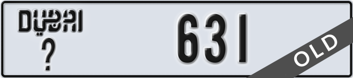 dubai License Plate Number 631 Code _