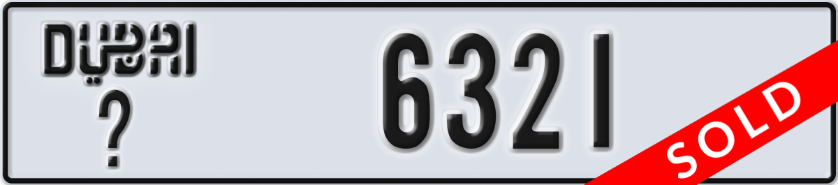 dubai License Plate Number 6321 Code _