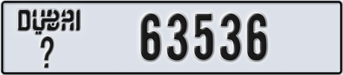 dubai License Plate Number 63536 Code _