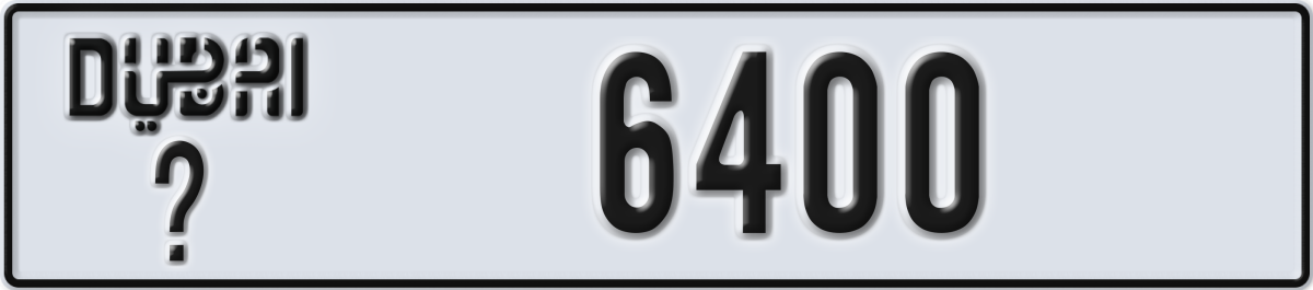 dubai License Plate Number 6400 Code _