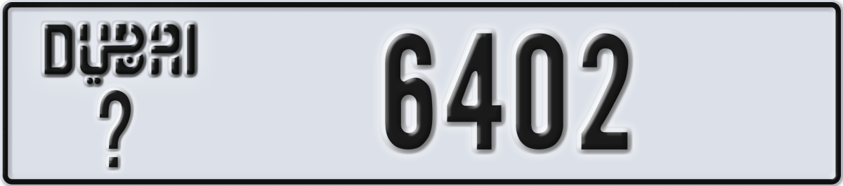 dubai License Plate Number 6402 Code _
