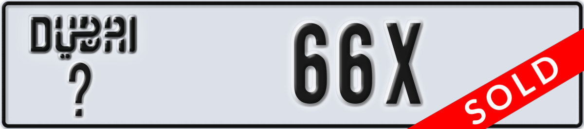 dubai License Plate Number 66X Code _