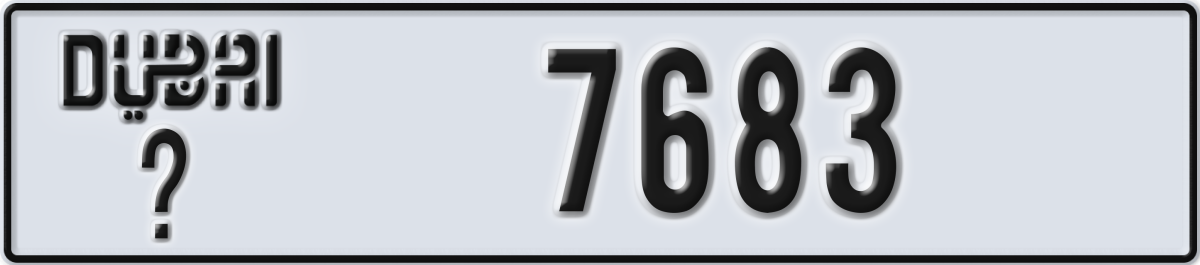 dubai License Plate Number 7683 Code _