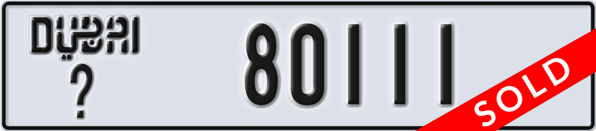 dubai License Plate Number 80111 Code _