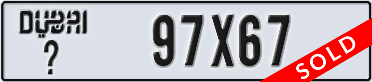 dubai License Plate Number 97X67 Code _