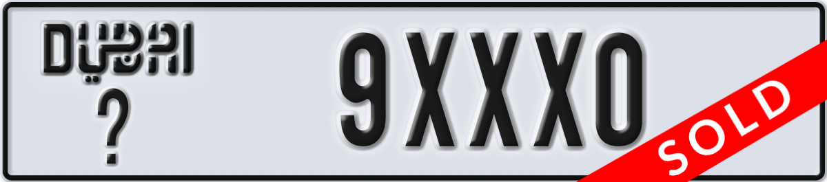 dubai License Plate Number 9XXX0 Code _