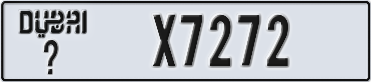 dubai License Plate Number X7272 Code _