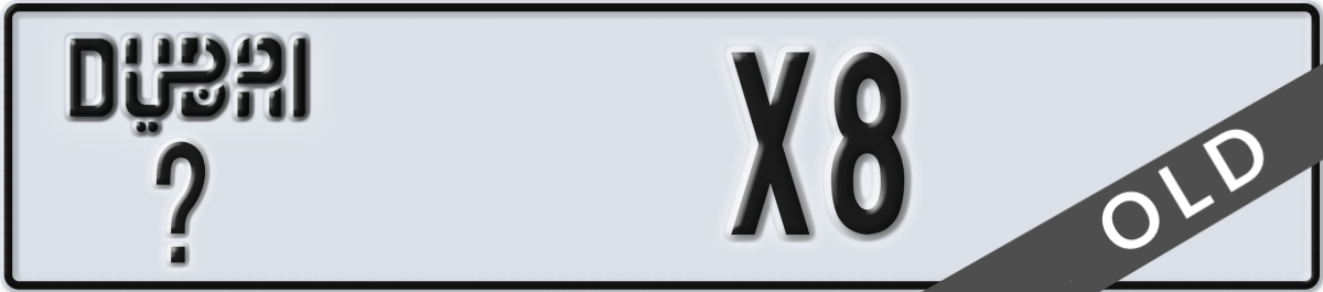 dubai License Plate Number X8 Code _