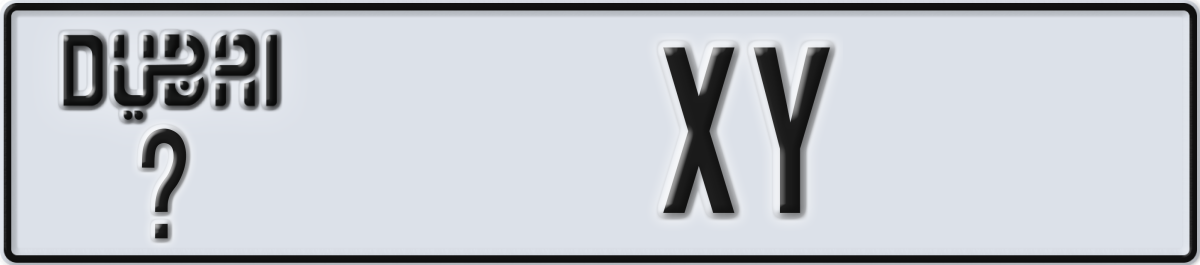 dubai License Plate Number XY Code _