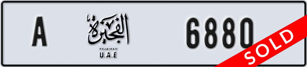 fujairah License Plate Number 6880 Code A