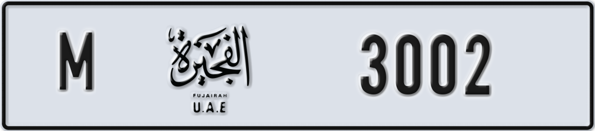 fujairah License Plate Number 3002 Code M