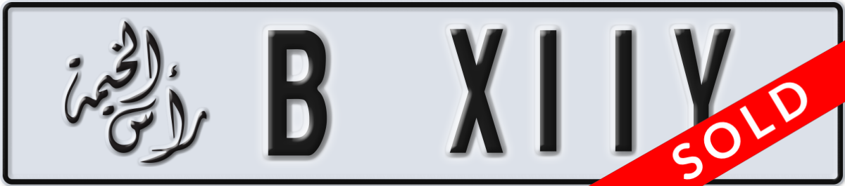 ras al khaimah License Plate Number X11Y Code B