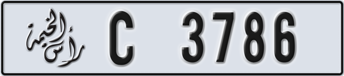 ras al khaimah License Plate Number 3786 Code C