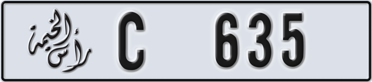 ras al khaimah License Plate Number 635 Code C