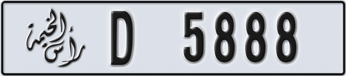 ras al khaimah License Plate Number 5888 Code D