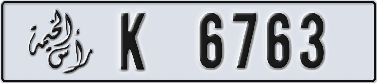 ras al khaimah License Plate Number 6763 Code K