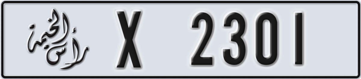 ras al khaimah License Plate Number 2301 Code X