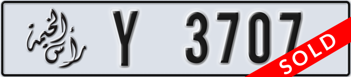 ras al khaimah License Plate Number 3707 Code Y