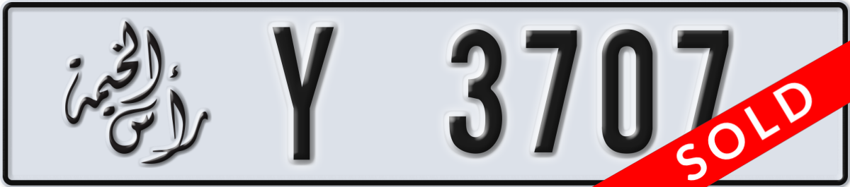 ras al khaimah License Plate Number 3707 Code Y