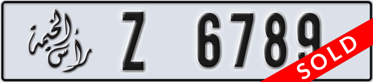 ras al khaimah License Plate Number 6789 Code Z