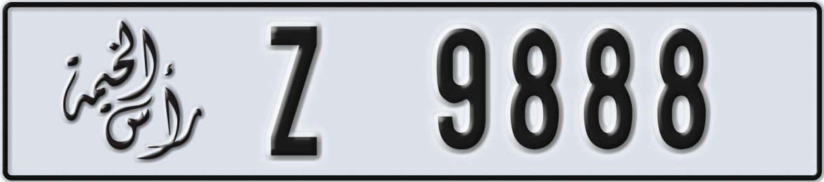 ras al khaimah License Plate Number 9888 Code Z