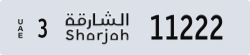 sharjah - code - 3 - number -11222