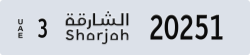 sharjah - code - 3 - number -20251