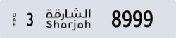sharjah - code - 3 - number -8999