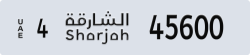 sharjah - code - 4 - number -45600