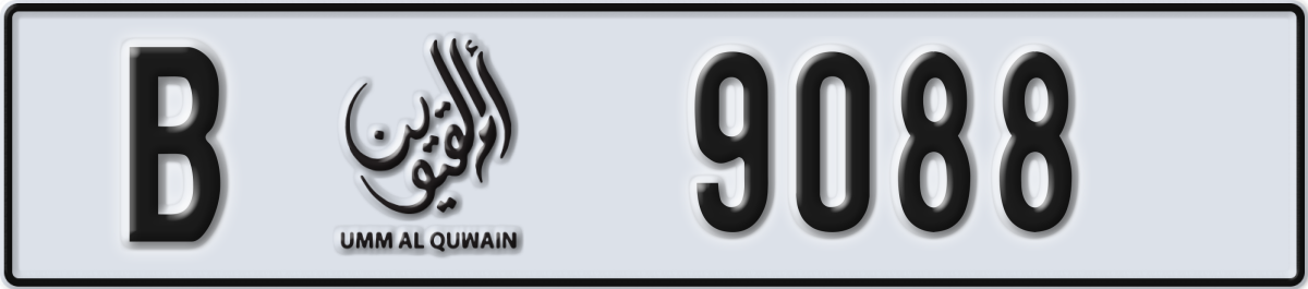 umm al quwain License Plate Number 9088 Code B