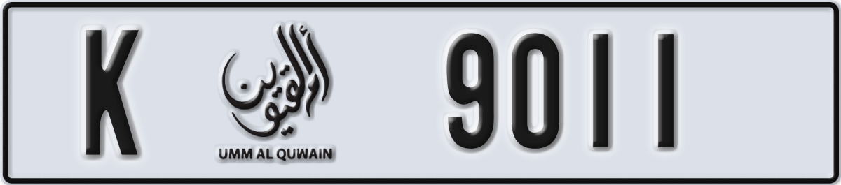 umm al quwain License Plate Number 9011 Code K