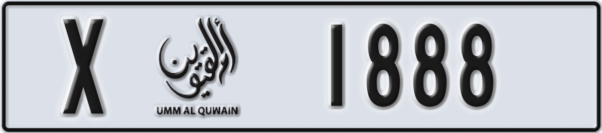 umm al quwain License Plate Number 1888 Code X