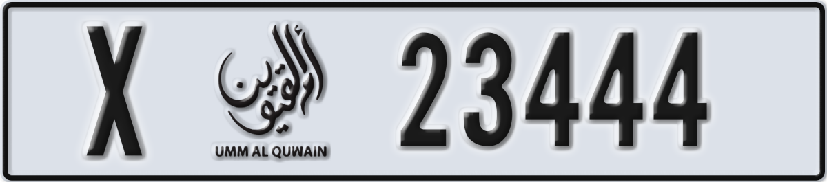 umm al quwain License Plate Number 23444 Code X