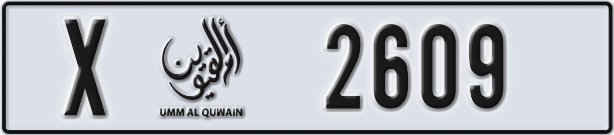 umm al quwain License Plate Number 2609 Code X