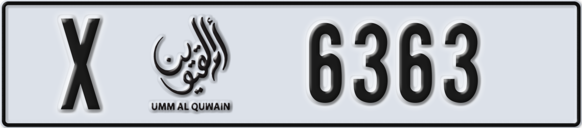 umm al quwain License Plate Number 6363 Code X