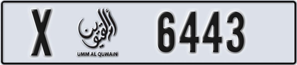 umm al quwain License Plate Number 6443 Code X