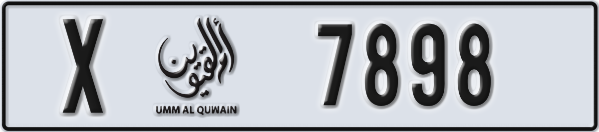 umm al quwain License Plate Number 7898 Code X
