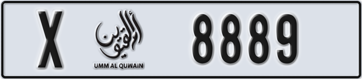 umm al quwain License Plate Number 8889 Code X