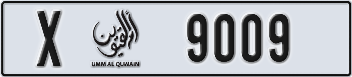 umm al quwain License Plate Number 9009 Code X