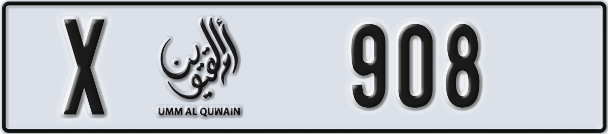 umm al quwain License Plate Number 908 Code X