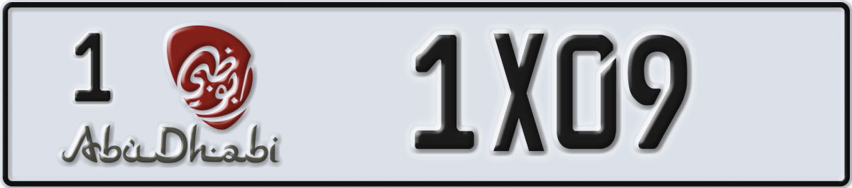 abu dhabi License Plate Number 1X09 Code 1
