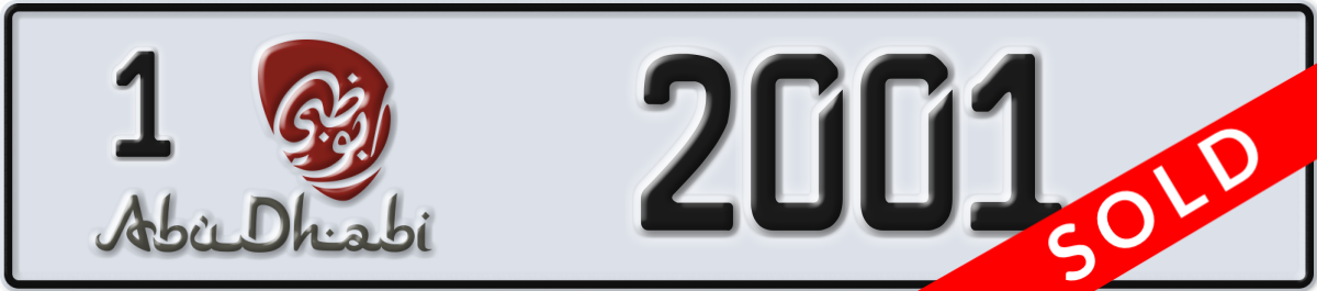 abu dhabi License Plate Number 2001 Code 1