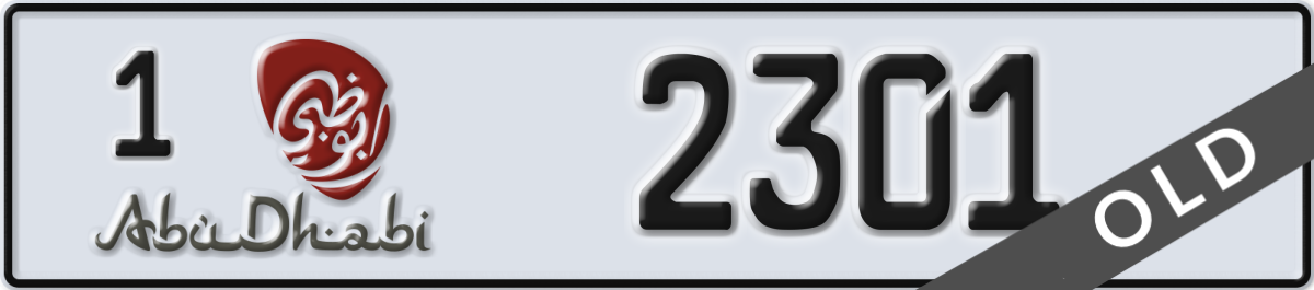 abu dhabi License Plate Number 2301 Code 1