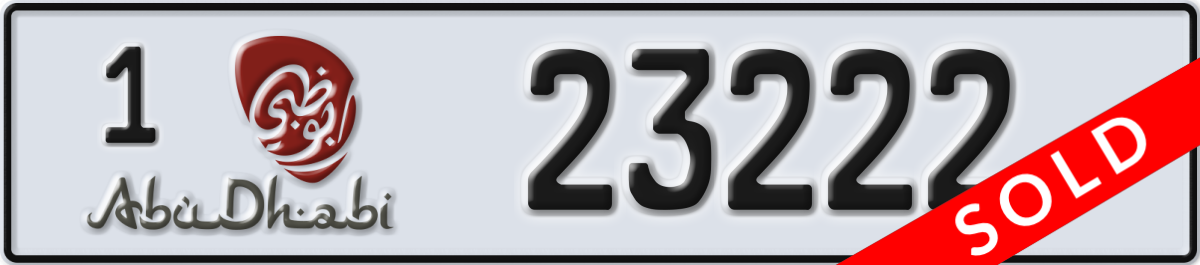 abu dhabi License Plate Number 23222 Code 1