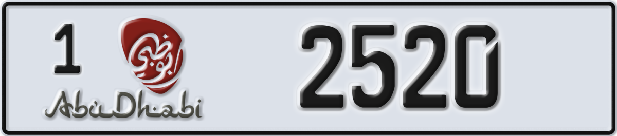 abu dhabi License Plate Number 2520 Code 1