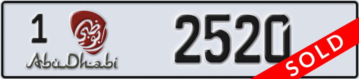 abu dhabi License Plate Number 2520 Code 1