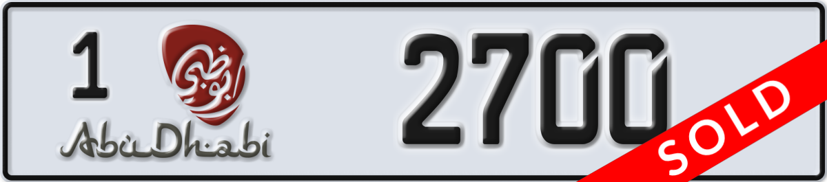 abu dhabi License Plate Number 2700 Code 1