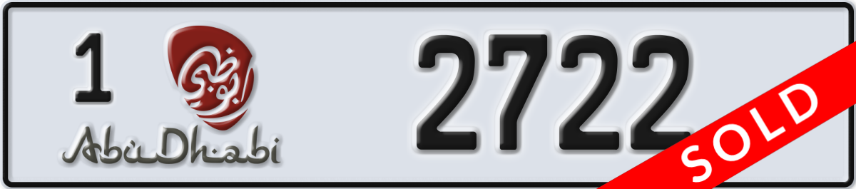 abu dhabi License Plate Number 2722 Code 1