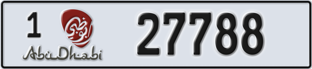 abu dhabi License Plate Number 27788 Code 1